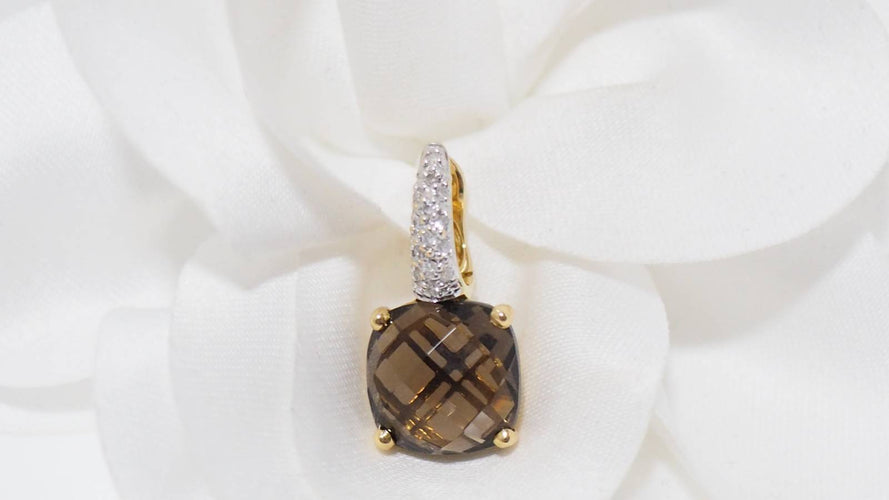 Boucles d'oreilles Boucles d'oreilles or jaune quartz fumé et diamants 58 Facettes 31309