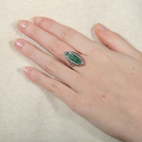 Bague 53 Bague Marquise Emeraudes Diamants 58 Facettes 8392