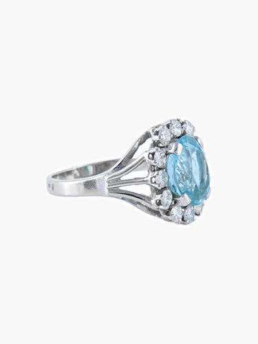 Bague Bague Marguerite Aigue-marine & Diamants 58 Facettes