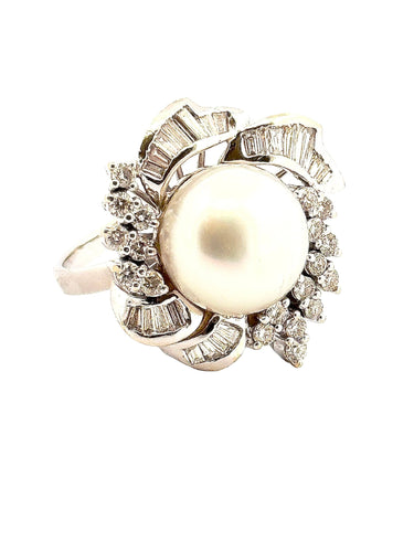 Bague 58 Bague en diamants et perle 58 Facettes