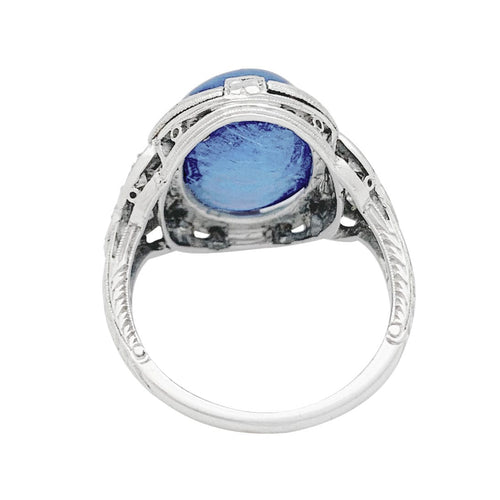 Bague 52 Bague Art Déco en platine, or blanc, saphir 9,6 cts, diamants. 58 Facettes 31595