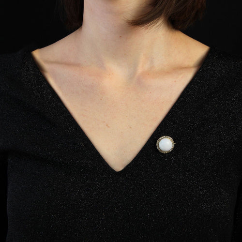 Broche Broche opale diamants émail noir 58 Facettes 23-355