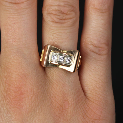 Bague 60 Bague tank noeud or rose 58 Facettes CV91