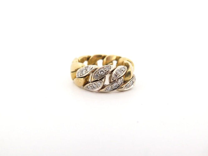 Bague 58 vintage bague POMELLATO gourmette or blanc et jaune 18k et diamants 58 Facettes 253587