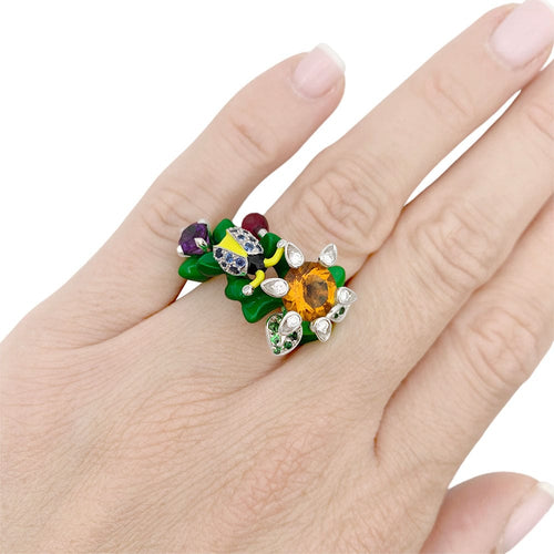 Bague 51 Bague Dior, "Milly Carnivora", laque, diamants, pierres de couleur. 58 Facettes 33130
