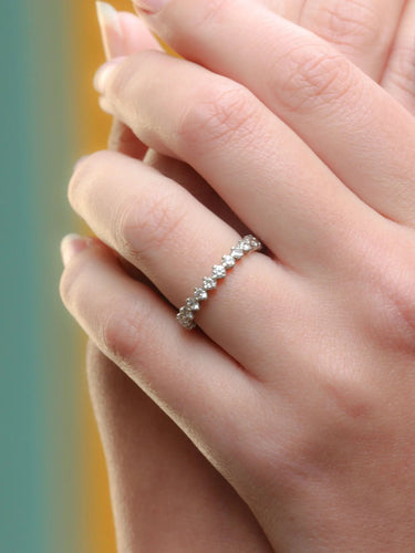 Bague Alliance américaine en or blanc et diamants 1 ct 58 Facettes J70