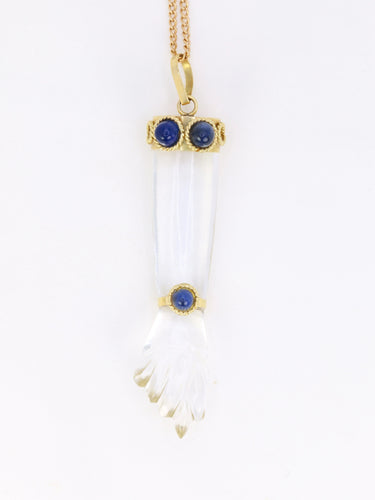 Pendentif Pendentif vintage Main de Figa or cristal de roche et lapis-lazuli 58 Facettes 814