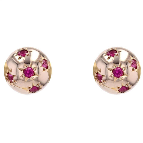 Boucles d'oreilles Puces d'oreilles dômes vintage rubis 58 Facettes 22-630