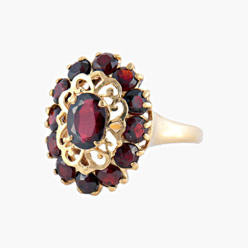 Bague 59 / Grenat / Or Jaune BAGUE « ARABESQUE » OR & GRENAT 58 Facettes BO/220060
