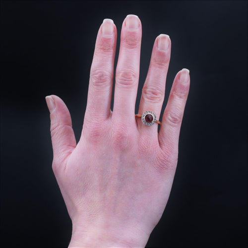 Bague 56 Bague ancienne grenat et diamants ronde 58 Facettes 23-008
