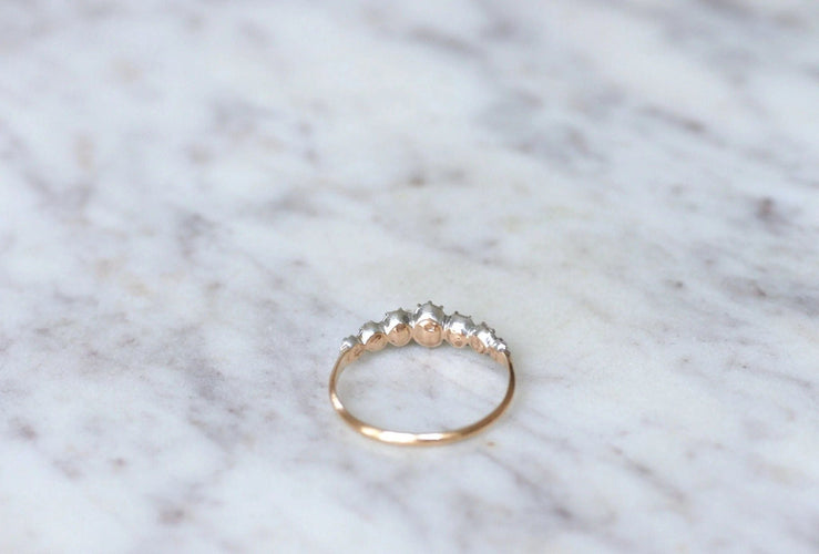 Bague Bague jarretière or rose, argent et diamants 58 Facettes