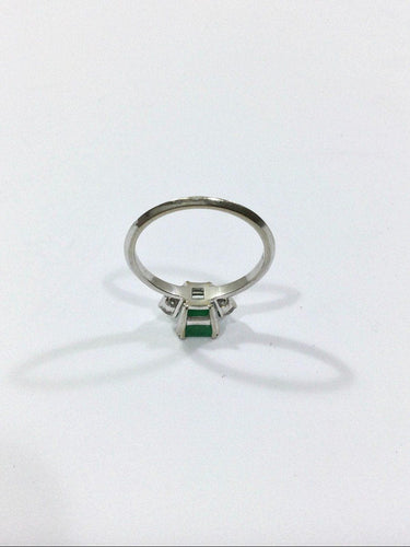 Bague 53 Bague Or Blanc Diamants Et émeraude 58 Facettes