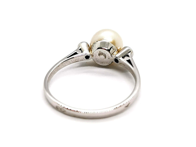 Bague 57 Bague Or blanc Perle 58 Facettes 1091909CD