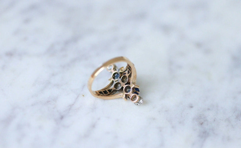 Bague Bague marquise saphirs et diamants 58 Facettes