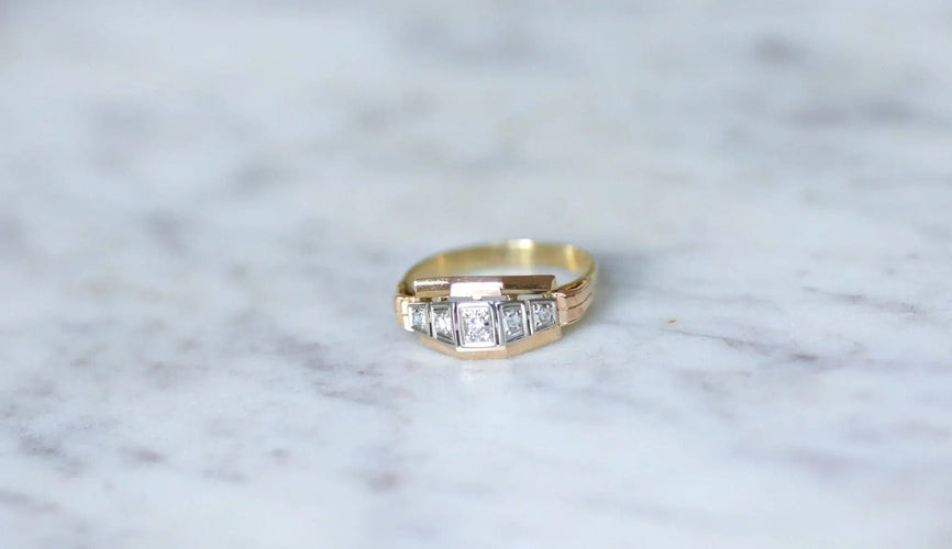 Bague Bague bandeau Art-Déco 3 Ors Diamants 58 Facettes