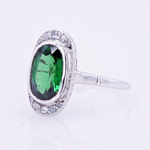 Bague 51 Bague ancienne grenat tsavorite et diamants en rose 58 Facettes 22-491