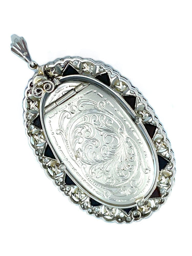 Pendentif Pendentif Belle-Epoque or blanc, platine, diamants, saphirs et perles 58 Facettes