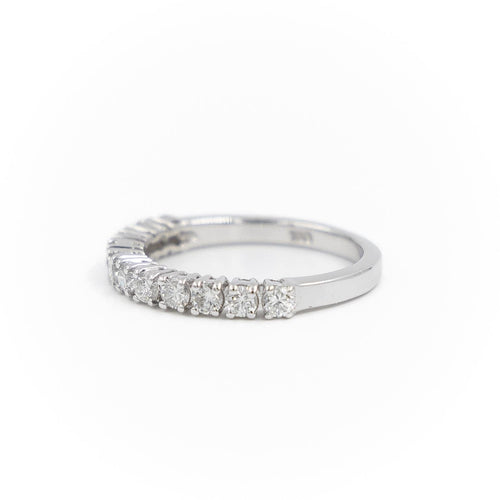 Bague 54 Bague Demi alliance Or blanc Diamant 58 Facettes 2107602CN