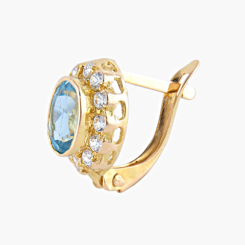 Boucles d'oreilles Or Jaune / Diamants BOUCLES D’OREILLES AIGUE MARINE & DIAMANTS 58 Facettes BO/220043