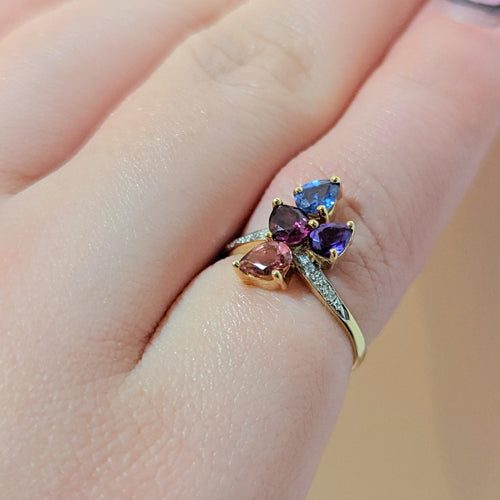 Bague Bague en or jaune et pierres de couleur 58 Facettes 22942