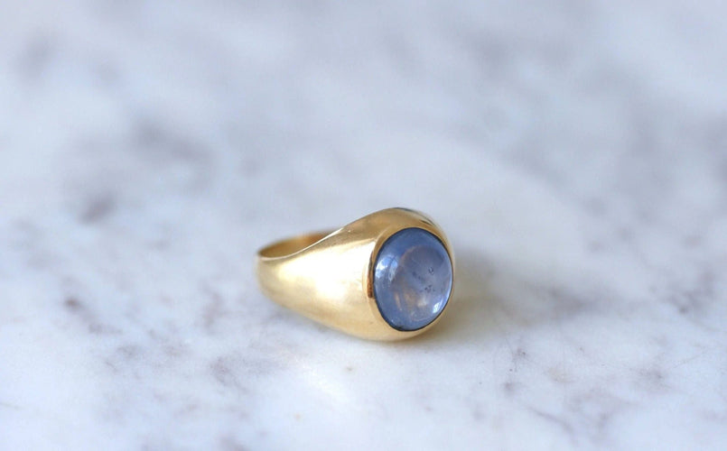 Bague Bague jonc or jaune et saphir étoilé 58 Facettes