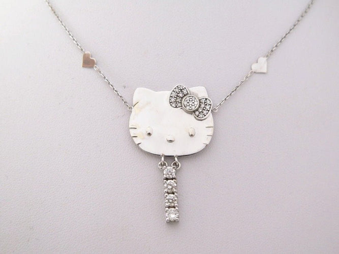 Collier collier VICTORIA CASAL pendentif hello kitty en or blanc 18k diamants 58 Facettes 253448