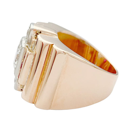 Bague 51 Bague Tank en or rose, platine, diamants et rubis. 58 Facettes 32052