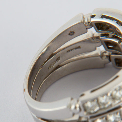 Bague 56 BULGARI - Bague 3 anneaux Pierres 58 Facettes