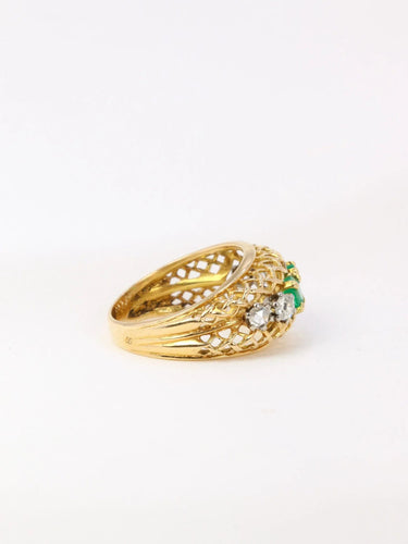 Bague Bague jarretière vintage émeraudes et diamants 58 Facettes J33