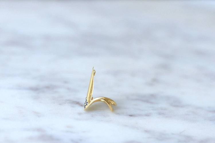 Bague Bague d'ongle vintage or et saphirs 58 Facettes