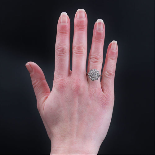 Bague 53 Bague ancienne diamants taillés en rose festonnée 58 Facettes 22-513