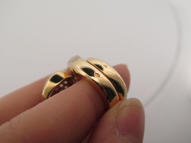 Bague 53 vintage bague CARTIER ying et yang pavage 160 diamants 5.25ct or 18k 58 Facettes 256021