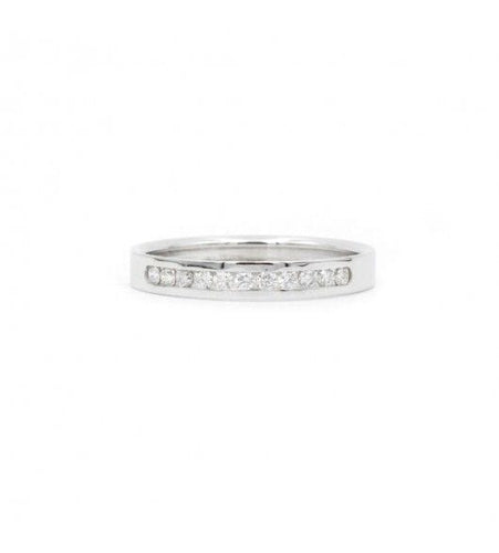 Bague 54 / Blanc/Gris / Or 750 Demi-alliance 11 Diamants 58 Facettes R220040