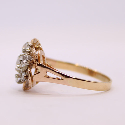 Bague Bague florale Pierres blanches, Or jaune 58 Facettes