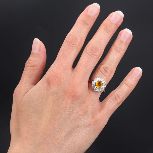 Bague 50 Bague marguerite saphir jaune et diamants 58 Facettes 21-524