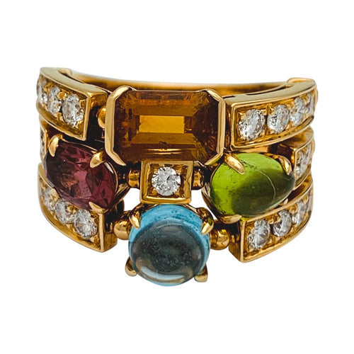 Bague 55 Bague Bulgari, "Allegra", or jaune, diamants, pierres de couleurs. 58 Facettes 31101