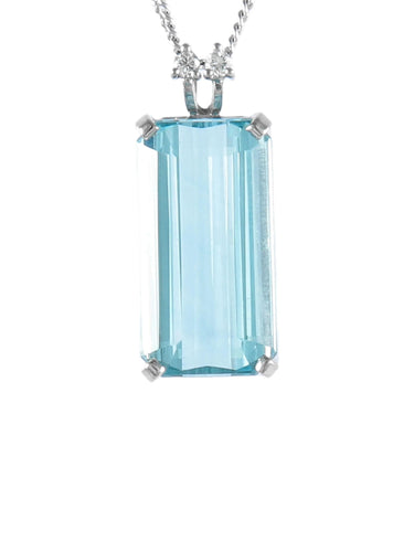 Collier COLLIER OR BLANC & AIGUE-MARINE 58 Facettes BO/220025COL