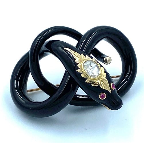 Broche Broche 19ème, or jaune, émail et diamant 58 Facettes