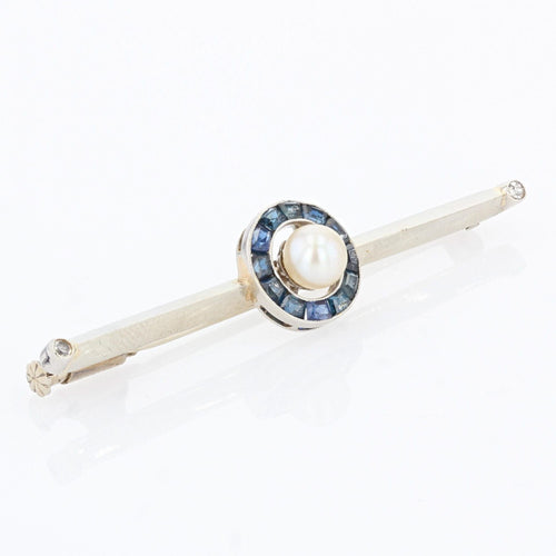 Broche Broche barrette perle et saphirs calibrés 58 Facettes 21-779