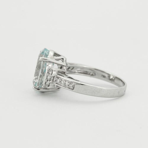 Bague 53 Bague Aigue-marine Diamants 58 Facettes