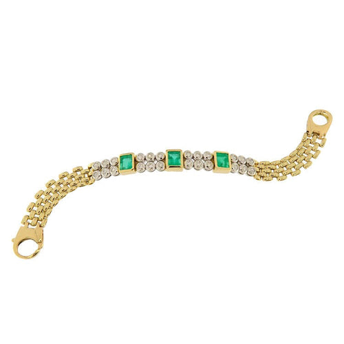 Bracelet Bracelet en or jaune et blanc avec diamants et émeraudes 58 Facettes G3485
