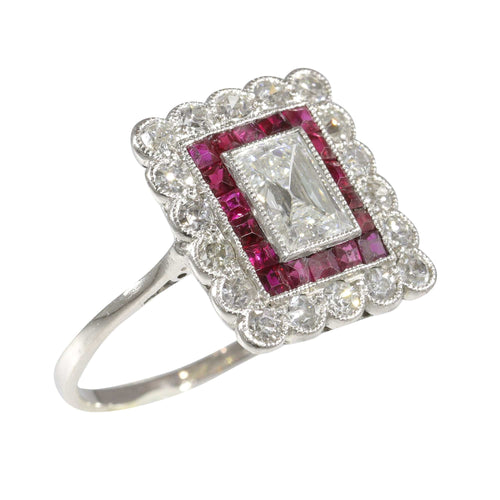 Bague 54 Bague de fiançailles Art Déco diamant rubis 58 Facettes 23249-0100