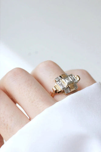 Bague Bague Tank Or rose, Platine et Diamants 58 Facettes