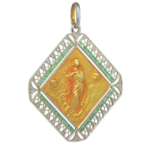 Pendentif Pendentif Art déco diamants et émeraudes 58 Facettes 23191-0430