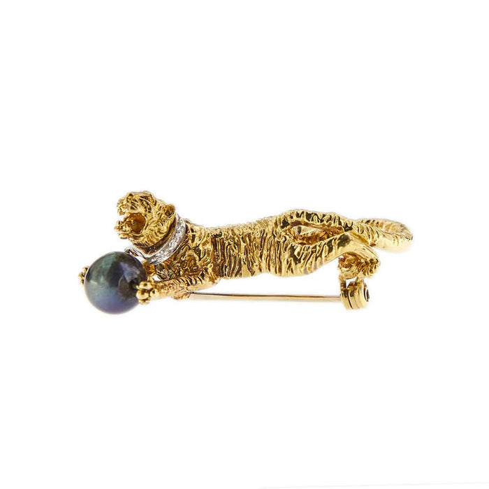 Broche Broche Tigre perle et diamants 58 Facettes 28572