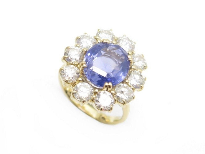 Bague 50 bague marquise taille 48 or jaune 18k sertie saphir 5ct diamants 4ct 58 Facettes 248352