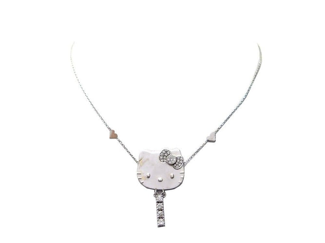Collier collier VICTORIA CASAL pendentif hello kitty en or blanc 18k diamants 58 Facettes 253448