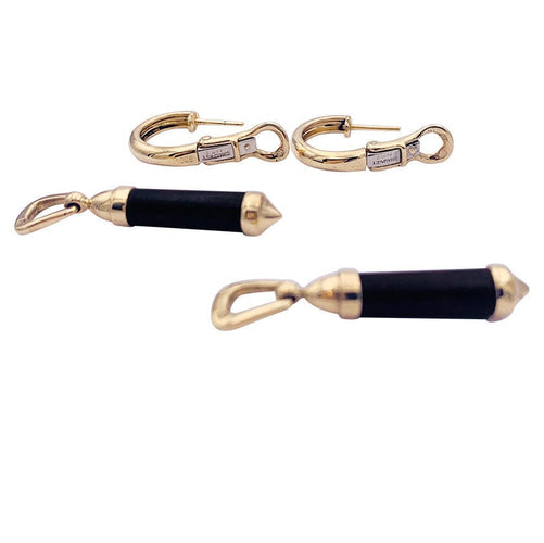 Boucles d'oreilles Créoles Chaumet, "Touch Wood", or jaune, bois. 58 Facettes 32796