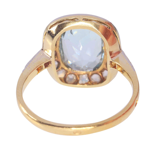 Bague 54 Bague de fiançailles Belle Epoque diamant et aigue-marine 58 Facettes 23139-0010