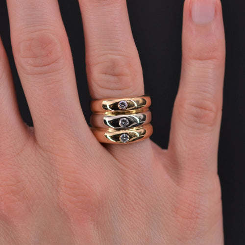 Bague 53 Bague anneaux 2 ors et 3 diamants 58 Facettes 22-004